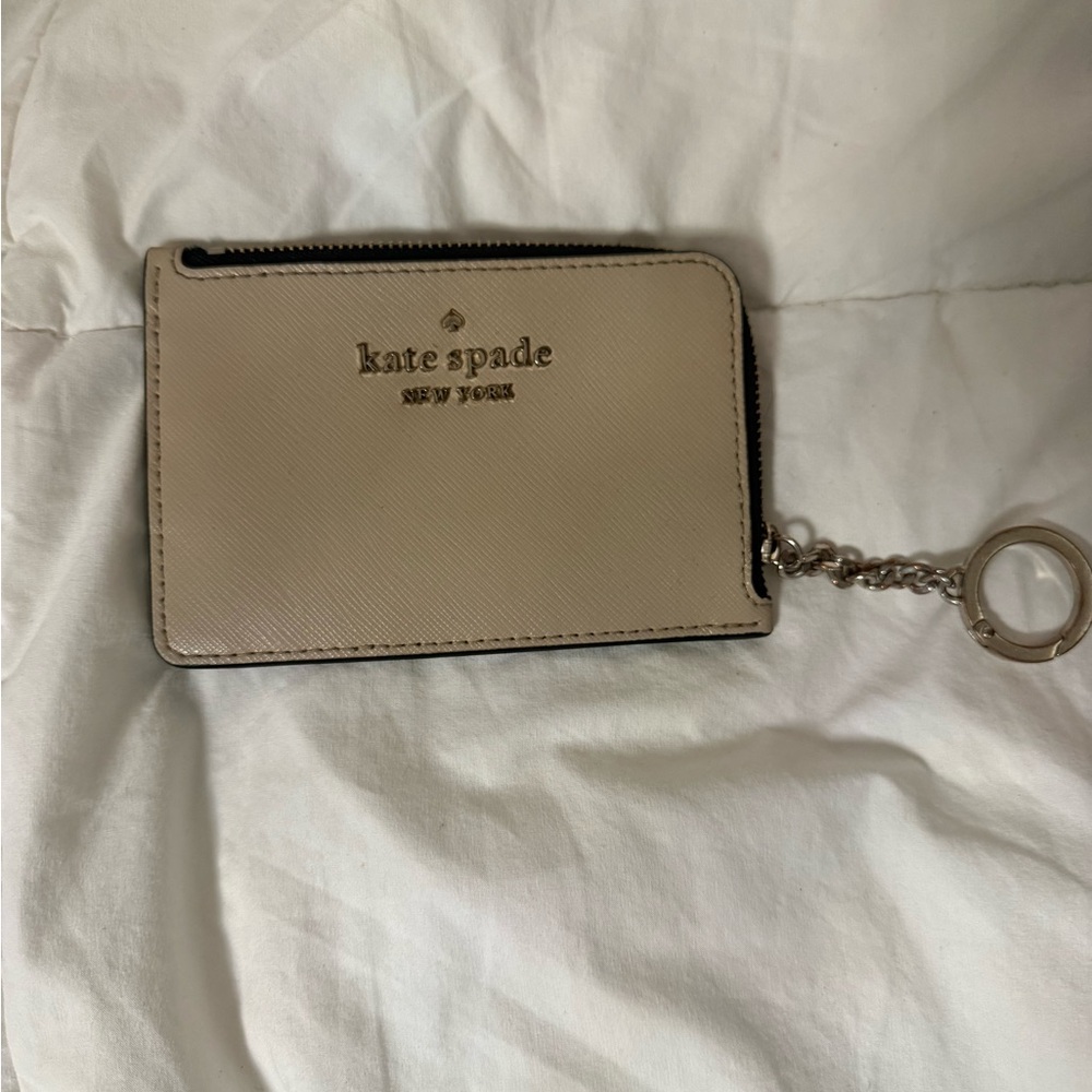 Kate Spade Black and Tan Card Holder with Keychain
